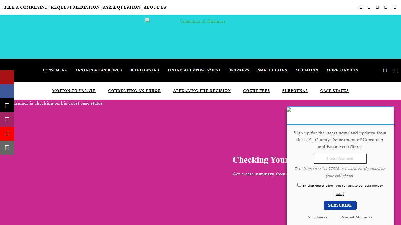 Checking Your Case Status – Consumer & Business